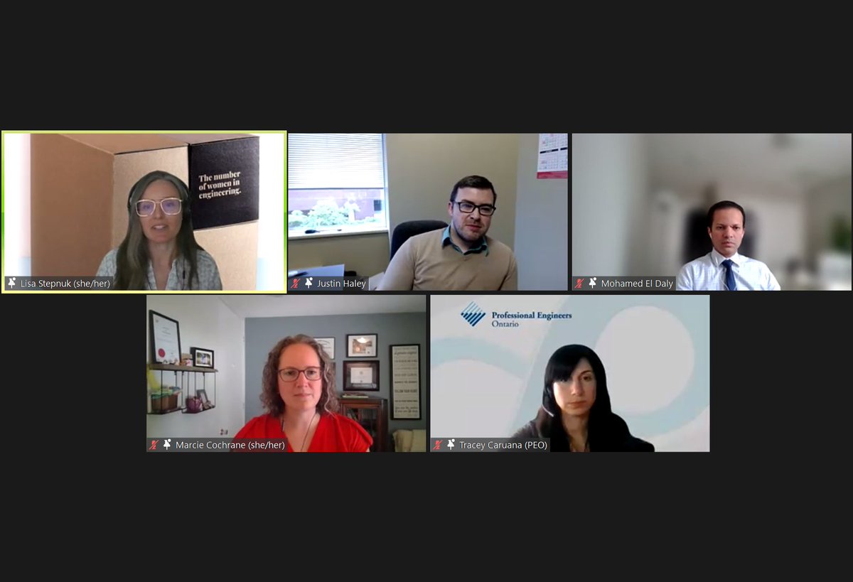 EngineersCanada's tweet photo. Thanks to today's panellists at Day 2 of the #30by30 Virtual Conference! 30 by 30 regulator champions Lisa Stepnuk, Marcie Cochrane, Mohamed El Daly, Tracey Caruana, and Justin Haley led us through valuable discussions about #diversity demographic data collection. #EDI https://t.co/4du1JNLLy5