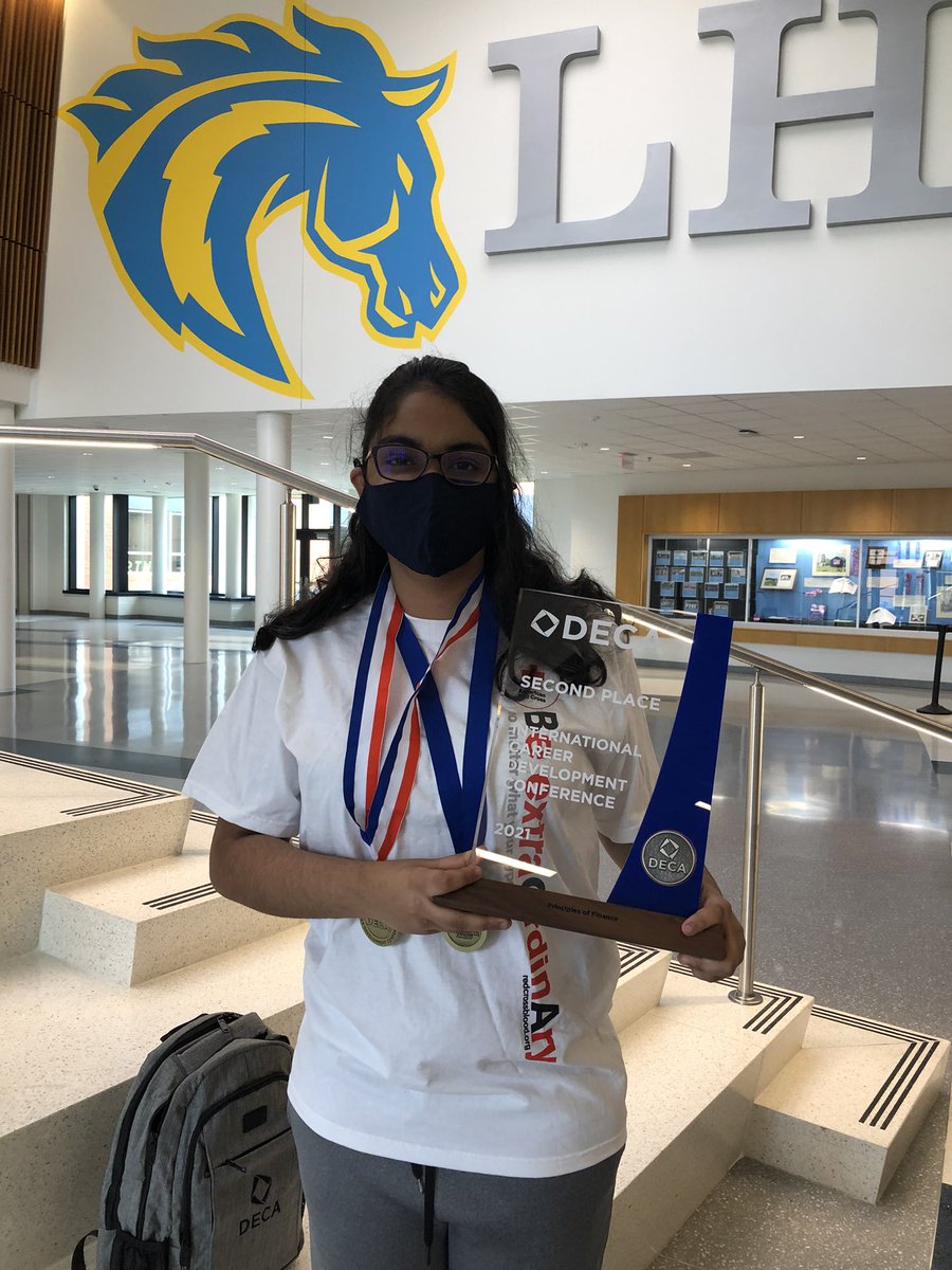 CteLightridge's tweet photo. Rishitha Tamma came by for a photo opp with her 2nd Place trophy today- congrats again! @Lightridge_DECA https://t.co/w0Ezyl2AzM