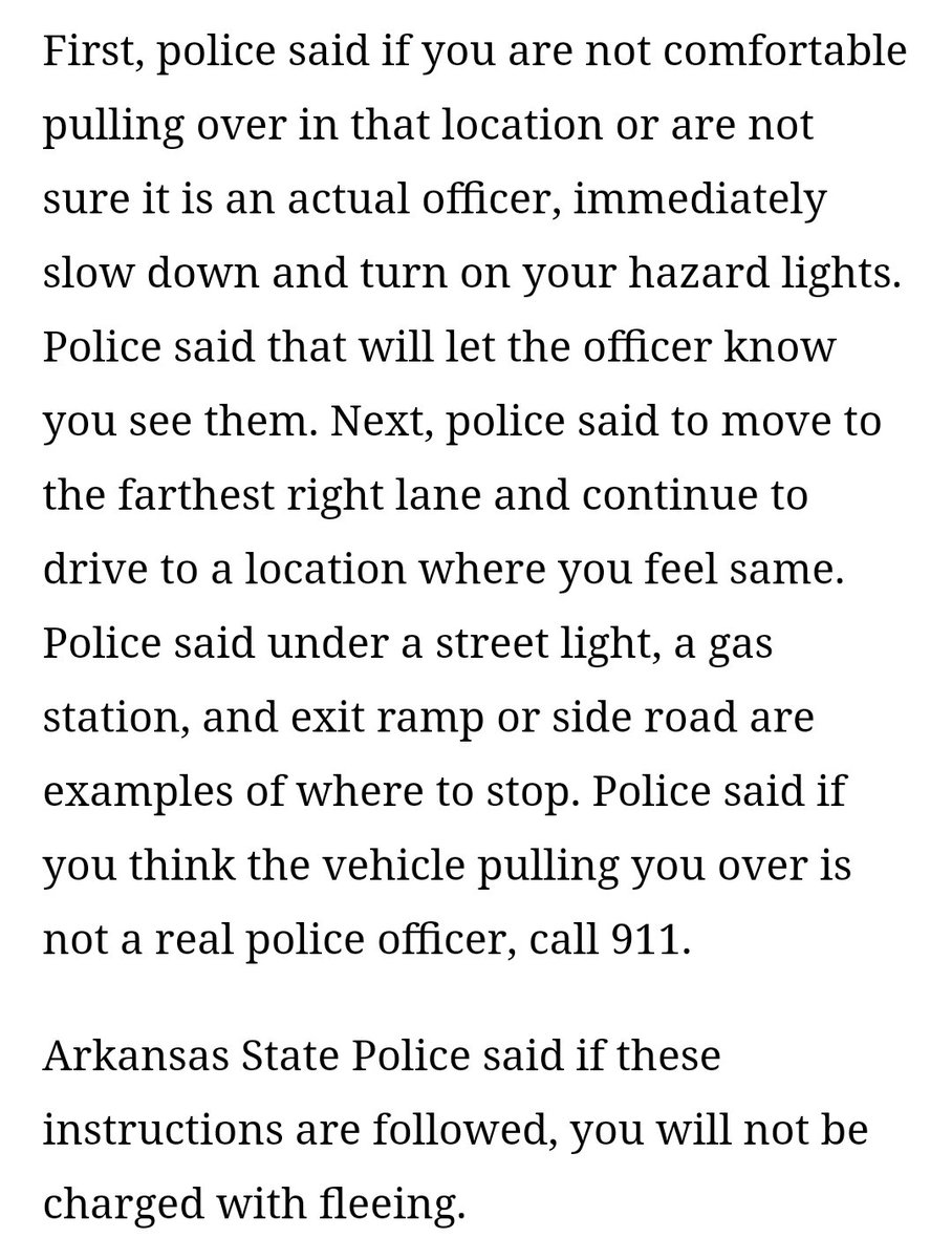 RealSpikeCohen's tweet photo. Incidentally, she did exactly what Arkansas State Police say to do if they're pulled over in an unsafe place to do so.

If any of us had intentionally hit someone else like this, we'd be charged with vehicular homicide. https://t.co/UwvFW26dMP