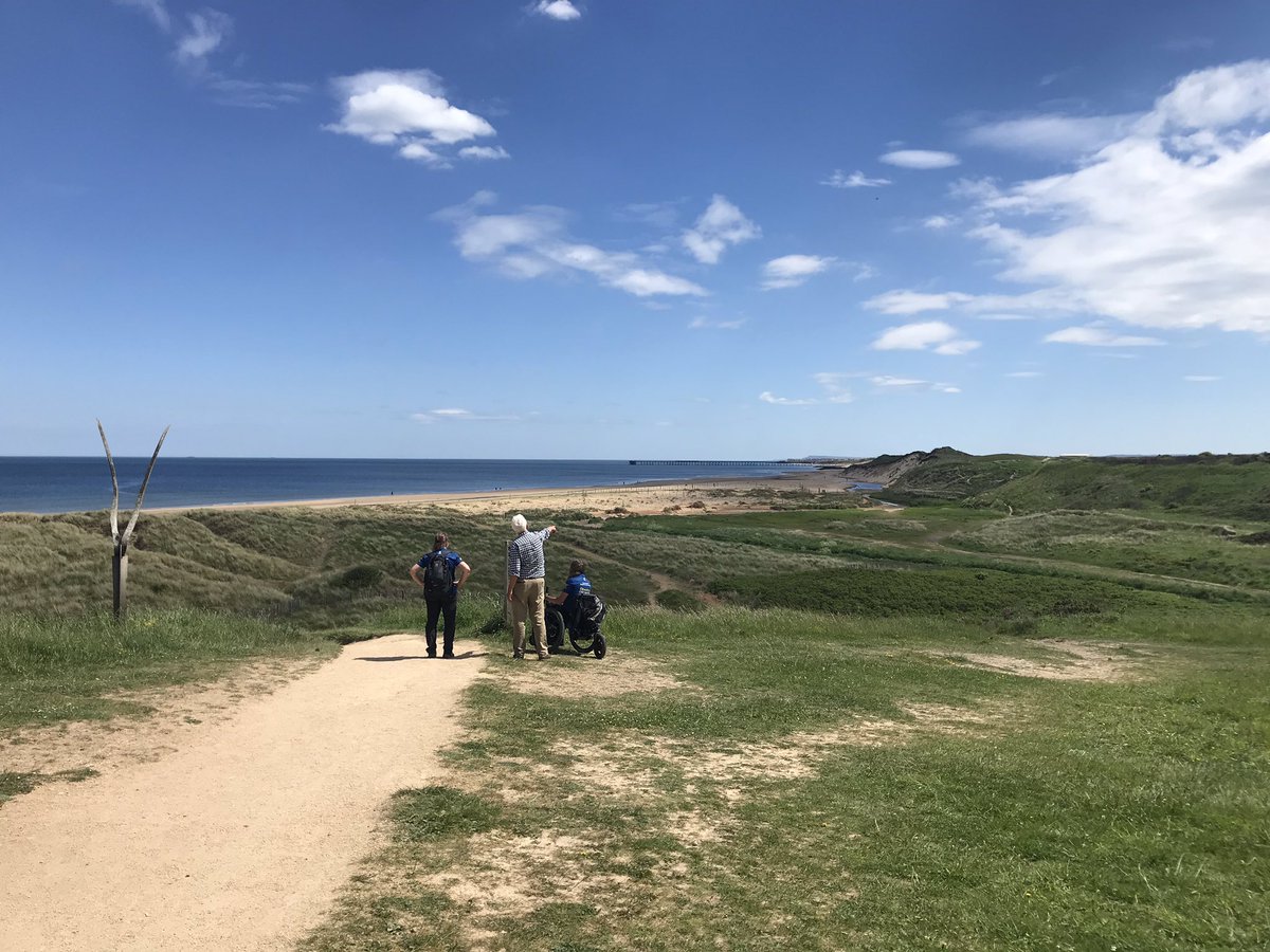 Great day at the coast with <a href="/CraigGrimes/">Craig Grimes</a> &amp; Laura from Experience Community &amp; <a href="/DurhamCoast/">🌈 🇺🇦 🌈 HeritageCoastP'ship</a>. Feeling more determined than ever to make SeaScapes projects as accessible as possible to as many people as possible! Thank you Craig! Also, can’t complain about today’s office space... 😎