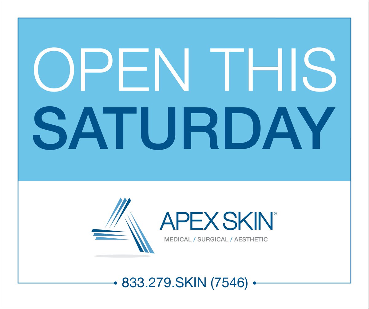 Need a Saturday dermatology appointment? 

June 12: Solon
June 19: Mentor
July 10: Canton and Concord
July 17: Solon
July 24: Mentor

Call to schedule at 833-279-7546 or request an appointment online at apexskin.com

#dermatology #healthcare #apexskin