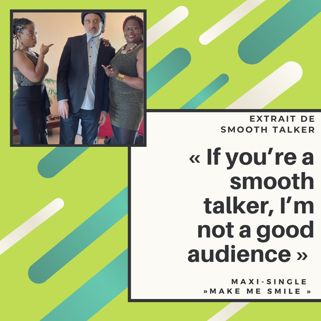 MMFesta's tweet photo. Extrait traduit de « Smooth talker » 
« Si tu es un beau parleur, je ne suis pas une bonne audience »😉😉😃

Si tu n’as pas encore vu le clip de ce morceau, rendez-vous sur ma chaîne YouTube M’FESTA 😉 https://t.co/nybzpcgedx