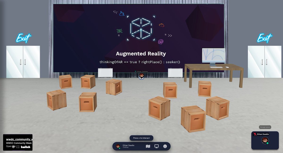 EthanSaadia's tweet photo. Want to discuss the latest RealityKit and ARKit updates? Join me in the AR Lab at @WWDCCommunity tonight at 6:30 Pacific Time for an AR Roundtable.

https://t.co/TNqYOwm8Q0

#WWDC21 #WWDC #AR #ARKit #RealityKit #RealityKit2 #WWDCCommunity https://t.co/AY7y2mNBZ5