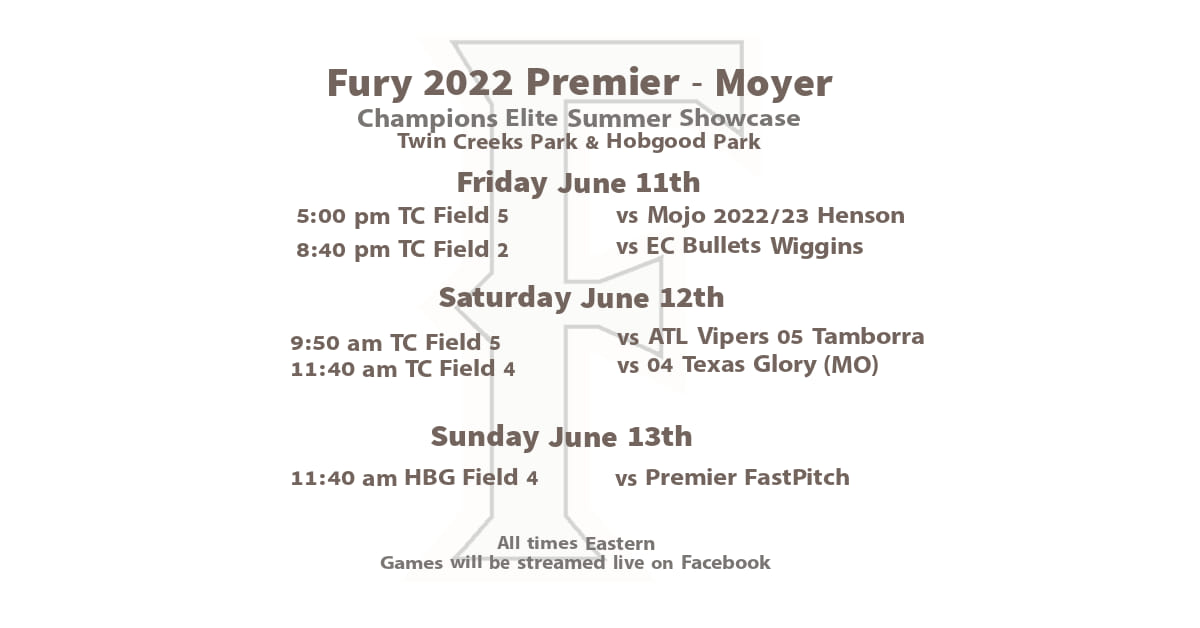 Champions Showcase this weekend. Twin Creeks and Hobgood Park.