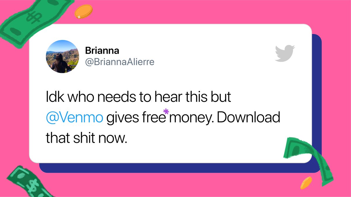 Venmo's tweet image. *FACTS. Don’t have Venmo? Sign up &amp;amp; type your Venmo handle in the comments of this post. We’ll send you $10 by 6/30. RT this 🔁 and more good things might happen. 🤑

Start here → venmo.me/download. 200,000 rewards avail. Ends 6/23/21. Terms: venmo.me/10