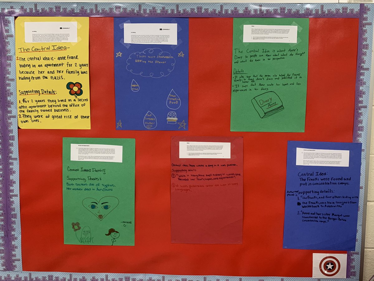 anjackson1226's tweet photo. Summer Learning in collaborative groups today! Students took pieces of an article about Anne Frank and determined the central idea and supporting details. #WeAreSelma https://t.co/KAt2CrfsF2