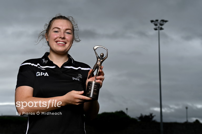 sportsfile's tweet photo. Gráinne Egan of Offaly, winner of the first-ever PwC GPA Women's Player of the Month for Camogie, at Tullamore GAA club today.

📸 @SportsfilePOM 

https://t.co/BB565zraY9 https://t.co/9wai4BuwgN