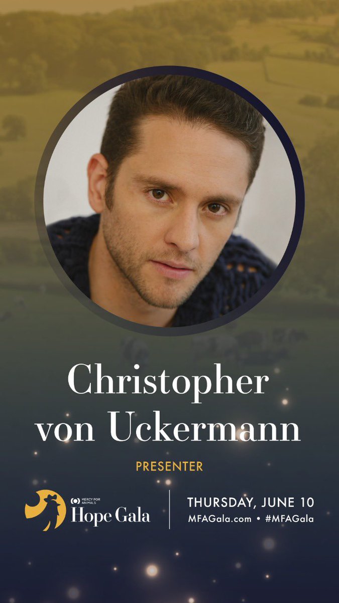 christopheruck's tweet photo. Please join me at the @MercyForAnimals Hope Gala on Thursday, June 10, where I will be presenting an inspiring new video.

I can't wait to celebrate Mercy For Animals' 22 years of working to create a compassionate food system. #MFAGala

See you there! https://t.co/nRK3BvoHYX https://t.co/gcWkZcj8lB