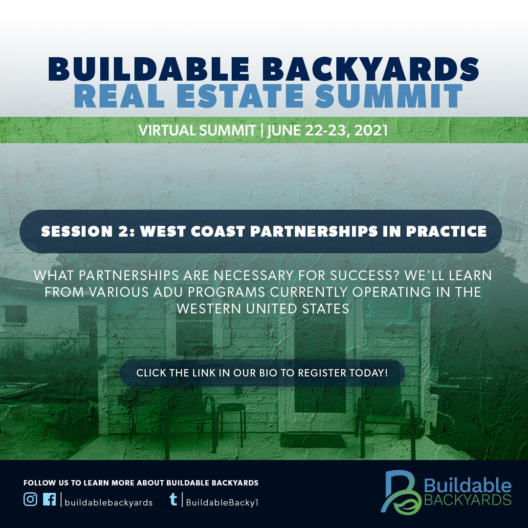 BuildableBacky1's tweet image. Session 2: West Coast Partnerships in Practice - How do we build ADUs to expand housing choices for various income levels? What partnerships are necessary for success? We&apos;ll learn from various ADU programs currently operating in the Western United States. Register Today!
