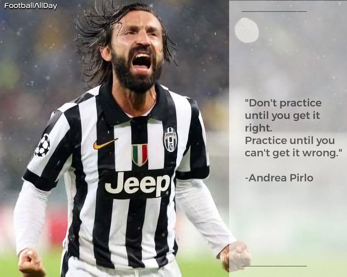 FootballAllDa's tweet photo. "Don't practice until you get it right. Practice until you can't get it wrong." -Andrea Pirlo

#footballallday #pirlo #andreapirlo      #juve #Juventus #SerieA #Italy #Italia #azzurri #euro2020 #euro2021 #gliazzurri #Calcio #AllianzStadium #fifa22 #fut22 #pes2022 #myclub2022 https://t.co/BsNq1k1eO2