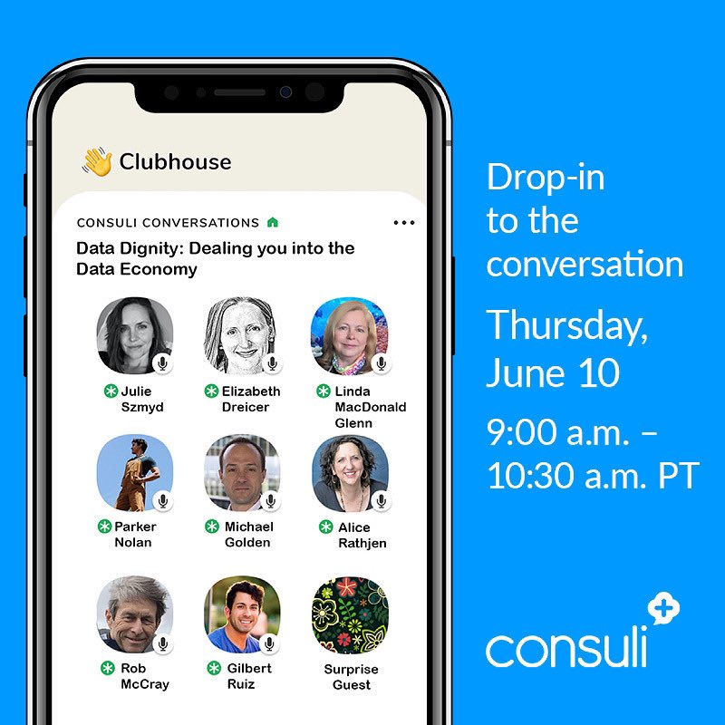 Consuli_Inc's tweet photo. 👋 Join us on #ClubhouseApp
📆 Thursday 6/10
⌚️9:00 am PT
🗣 We’ll be discussing #datadignity, #digitaldust, and why the time is NOW to join the movement.
🚪Search for room: Data Dignity: Dealing you into the Data Economy
#Consuli #clubhouse #data #dataeconomy #DataScience https://t.co/zubKpCOka2