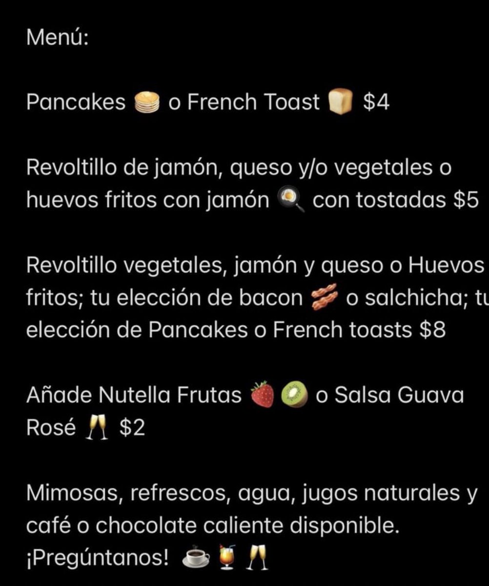 munekita22's tweet photo. Mañana hay brunch a lo @openmic_pr en el Vacilón de la 31 🤤

Carr. 31, Juncos 📍 

8-12md ⏰ Martes, Jueves y Sábado 

787-397-6062 📲 Pre- ordena desde ya 🎉

Vamo’ a meterle de nuevo 🥚🥓🥂🙏🏾 https://t.co/hUuFNpHzpr