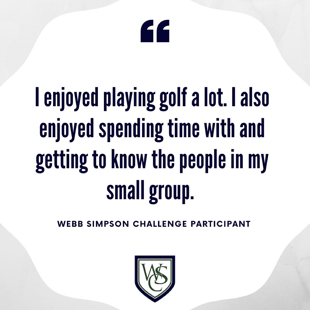 WebbSimpsonC's tweet image. There is a lot to look forward to at the Webb Simpson Challenge. Here is what one participant had to say! If you haven’t signed up, headed over to webbsimpsonchallenge.com and register now! #WSC2021