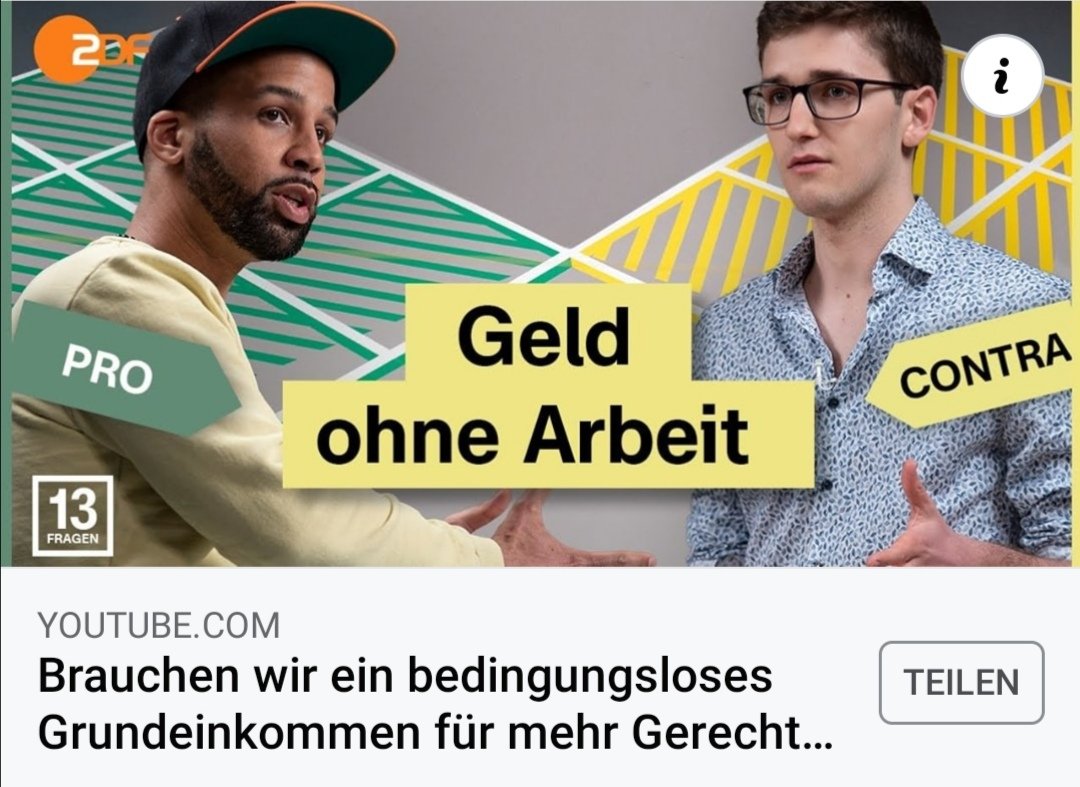 "Weniger Existenzangst - mehr Freiheit." Das bedingungslose #Grundeinkommen im <a href="/ZDF/">ZDF</a> mit <a href="/MerzTonia/">Tonia Merz</a>, <a href="/MichaBohmeyer/">Michael Bohmeyer</a> &amp; <a href="/markkkwesi/">🏳️‍🌈 Mark A. Kwesi Appoh 🏳️‍🌈</a> im Pro-Team. 🙌 ➡️ youtu.be/hQ6dREea7tc