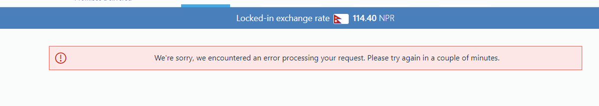 jonathonfishman's tweet photo. @remitly I have been getting an error message all day (6.9.21).  Is there an outage or is it my account? https://t.co/yhBVJOW1eP
