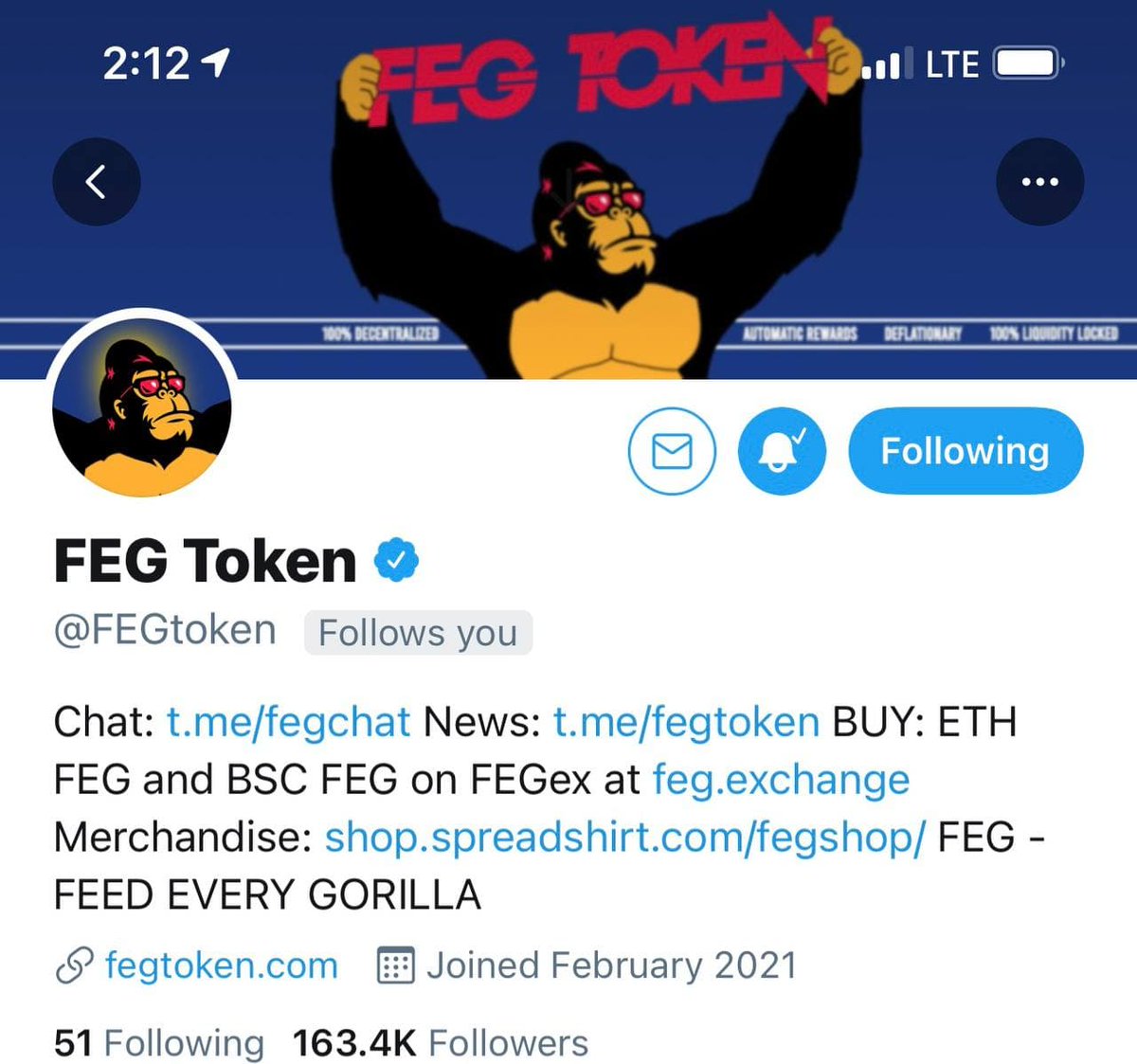 When <a href="/FEGtoken/">FEG (Feed Every Gorilla)</a> gets Verified!!!

$FEG
#FegEx
fegtoken.com
feg.exchange
fegwrap.com
fegfaucet.com