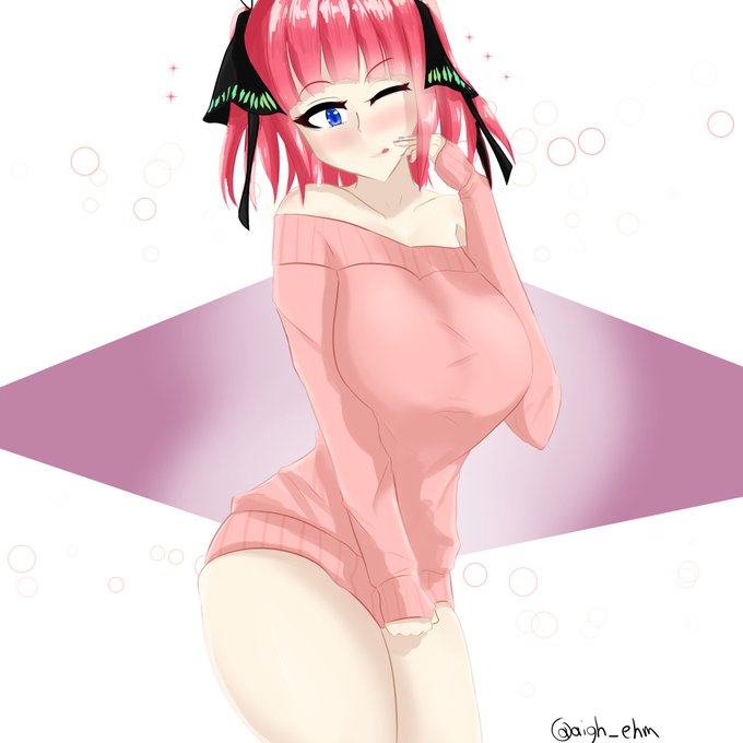 Aigh-ehmさんがTwitterに投稿した中野二乃(五等分の花嫁)のイラスト。