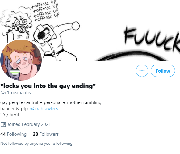 Grumpygilly2's tweet photo. Hey, does anyone in the Mother3 fandom want to address the weird shit that Gilly is doing on its' personal account? 
Main vs. Personal Account 
Note the same pronouns, same art, and same age. (25 lol) https://t.co/HUIJWKkPHX