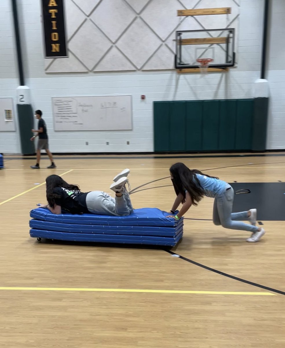 2nd period celebrated completing their semester final with…mat races!!! #Giggles #CanWeDoThisAgainTomorrow?!?! <a href="/CorkscrewMiddle/">CorkscrewMiddle</a> #ccpsfamily #AlmostSummer #PhysEd