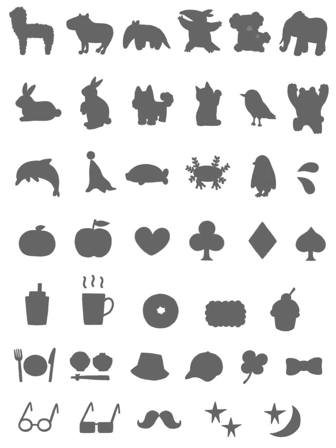 Yuuhi 絵文字とスタンプ Pa Twitter 前から自分でほしいと思っていたシルエット絵文字をつくってみました 手描きなのでちょっとゆるいです 昨日申請したので早ければ今日リリースできるかと思いますにゃー みほん 白背景 黒背景 配置はバラバラですがご