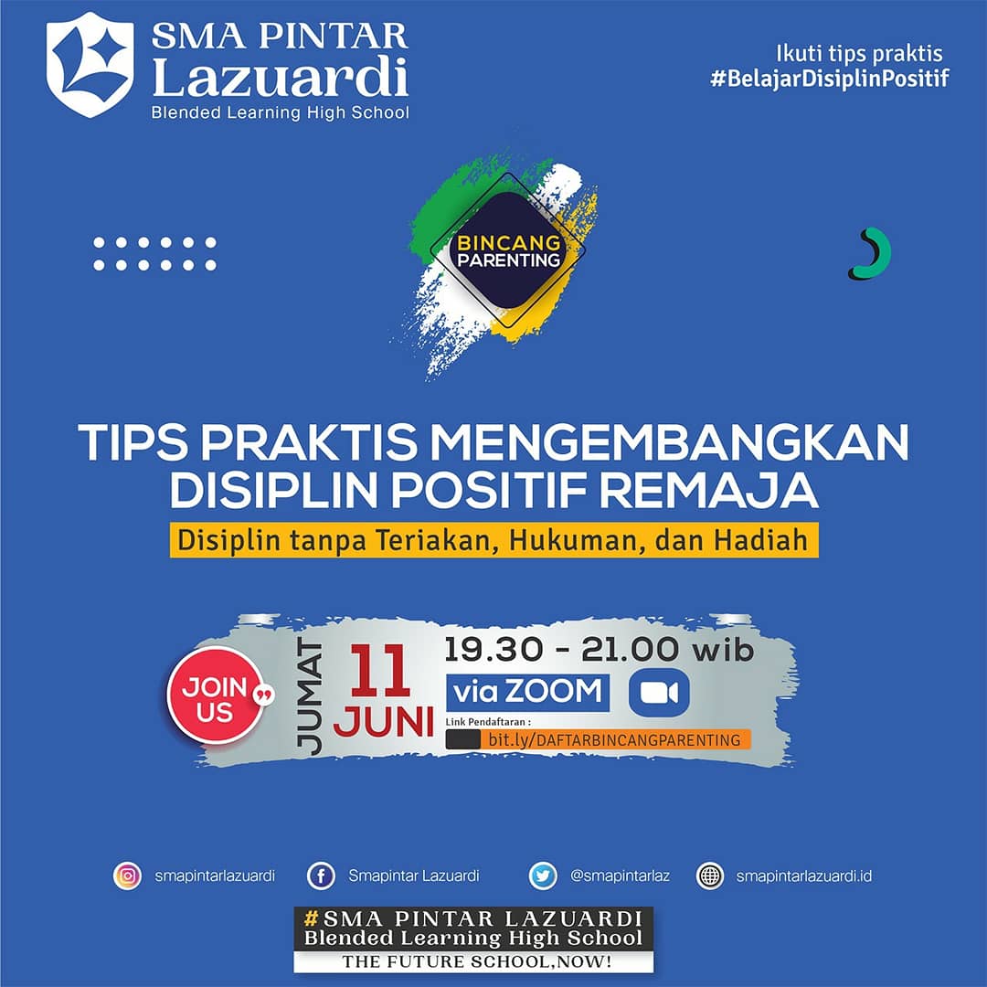 Yuk ikutan #BelajarDisiplinPositif bersama di acara Bincang Parenting💜 

Catat tanggal dan waktunya ya, acara ini terbuka untuk umum dan tidak berbayar. Informasi pendaftaran dapat di lihat pada linktr.ee/splblendedlear…