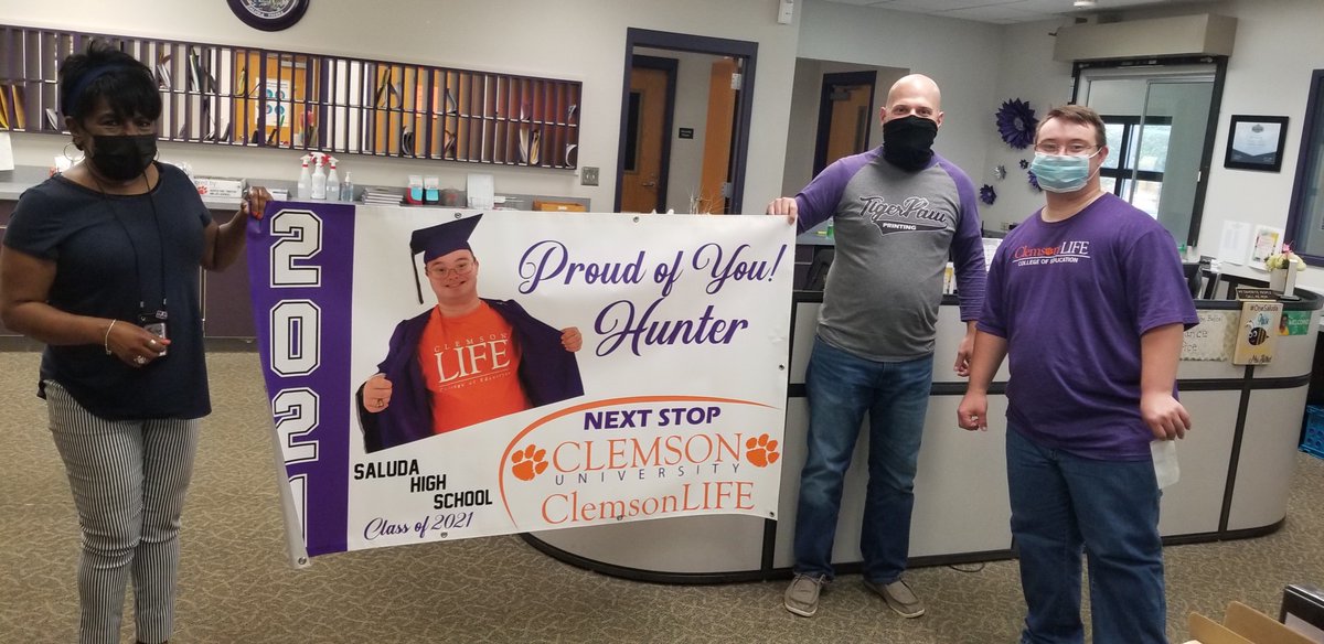 SHSPrinting's tweet photo. My man Hunter stopped by @SaludaHigh to pick up his banner today! So proud to have taught this dude! Congratulations Hunter!!! #OneSaluda💜 https://t.co/2B4C0vJMMN