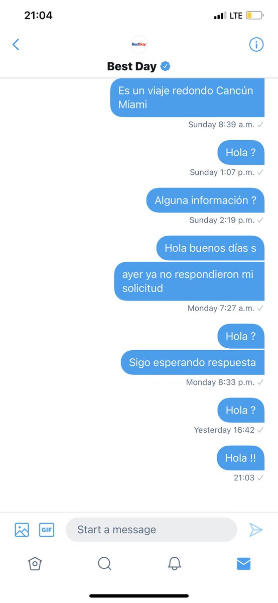 silviasr27's tweet photo. Cuando se van a dignar a contestar ?? @BestDay_Travel  4 días esperando y siguen sin responder , a qué correo puedo enviar mi caso para que me puedan dar respuesta ? https://t.co/ZTM2Is4mwx