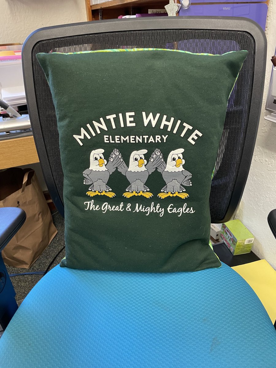 A special pillow made for me by Hazel Robert’s out of one of my school shirts! I just love it!