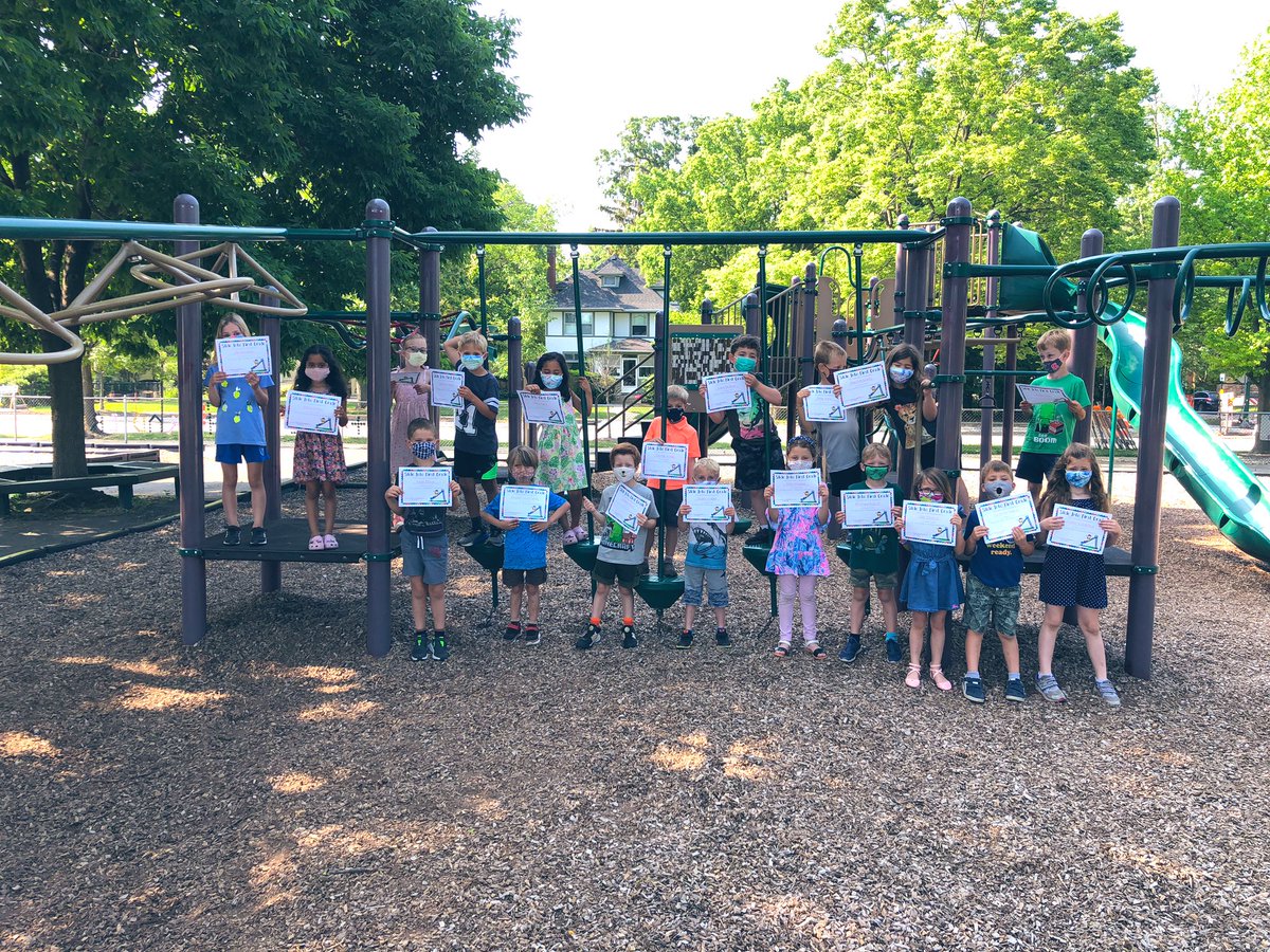 Today we had our “slide ceremony” where each friend shared their favorite kindergarten memory before sliding down the big slide on the “big kid” playground 🦊 We are officially first graders now! #CentralFoxes
