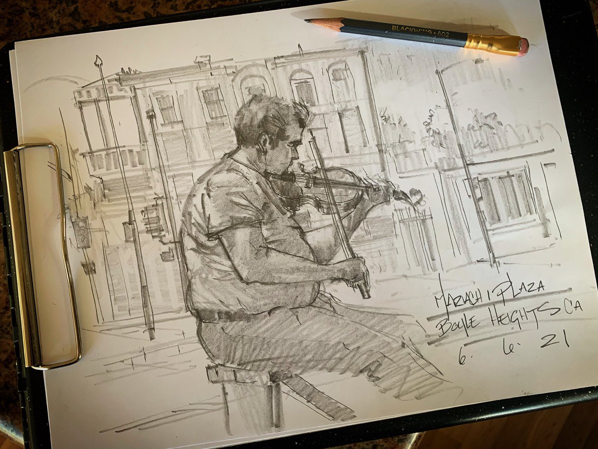MSheehanStudio's tweet photo. Lazy Mariachi Plaza Sunday.

#mariachiplaza #mariachi #fullcoll #fullertoncollege #mariachilosangeles #downtownlosangeles #boyleheights #downtownla  #losangeles #livemusic #mexicanmusic #violin #sketches #sketch #sketchbook #blackwing #blackwingpencil #blackwing602 #pencilsketch https://t.co/wBbX57bJOz