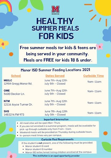 Manor ISD Food tweet media