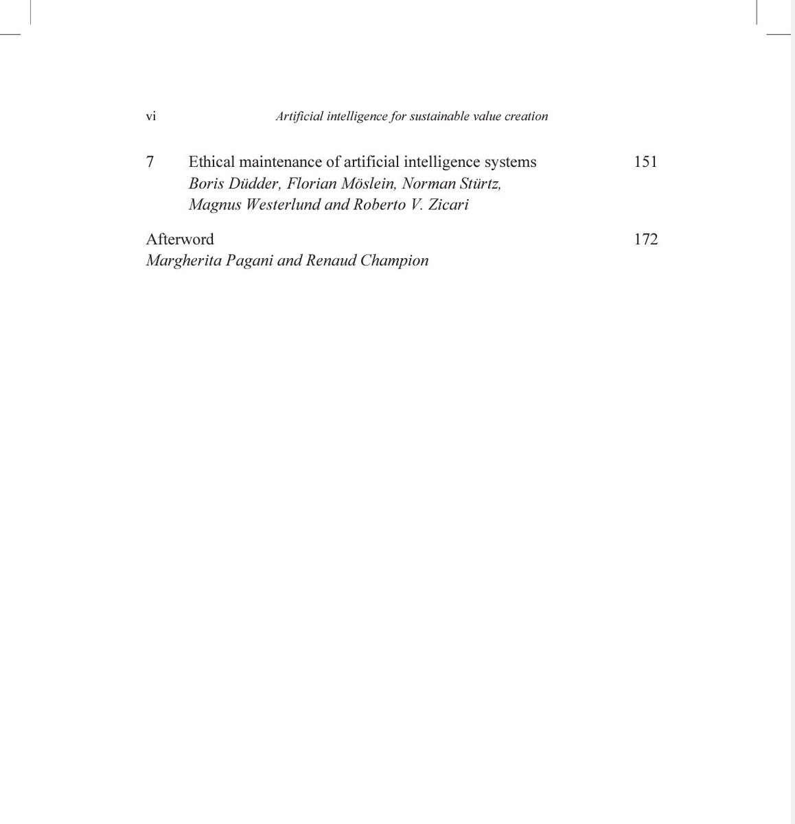 Delighted to receive the final proofs of our forthcoming Edited book “Artificial Intelligence for Sustainable Value Creation” by EdwardElgarPub Ltd. Thanks to the outstanding contributors!

Coming out soon 👉 lnkd.in/e9WNszf

 #artificialintelligence #management