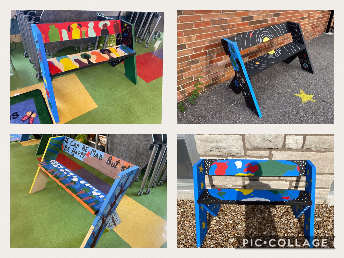 School's out for summer! We did a lot this year like these 5th grade designed Buddy Benches to honor all cultures at Grant and give kids a place to hang together. This project came out of Cultural Migration studies of Boone County.