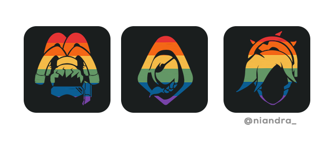 Niandra_'s tweet photo. Had an idea for alternative Overwatch pride player icons - I think something like this would've been really nice! https://t.co/DibGFIA855
