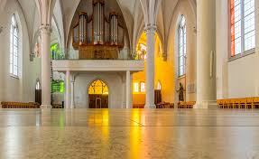 For those askingThe church is Maria Gubert in Aschaffenburg in Bavaria This is it throughout the years It is Catholic and they are at the forefront of the liturgical avant garde