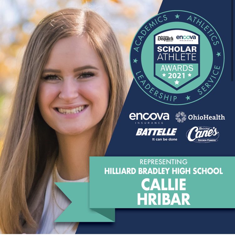 HBHSathletics's tweet photo. Congratulations to Callie and Luke on being named as one of the Dispatch Scholar Athlete Finalists for an opportunity to receive 1 of 23 scholarships that will be announced June 12th at 7pm in 10tv!!! @BradleyHS https://t.co/YSvXK5l96X