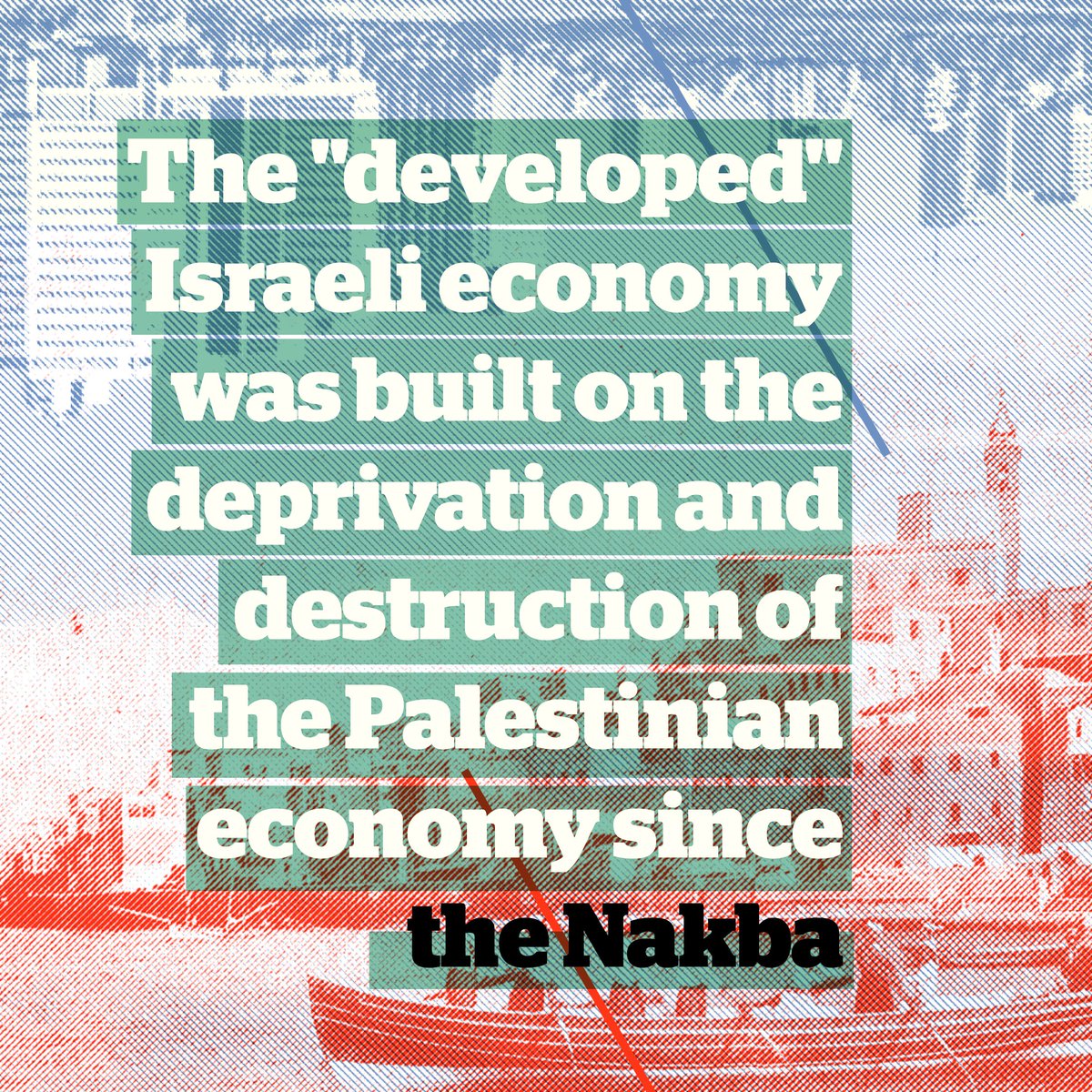Zochrot's tweet photo. The significance of #Nakba is also represented in the institutionalized confiscation & looting of the majority #Palestinian property. Through Absentee Property Law Israel took control of lands, public buildings, homes, banks, hospitals & holysites #support #PalestineEconomicWeek https://t.co/CboWMjDK8y