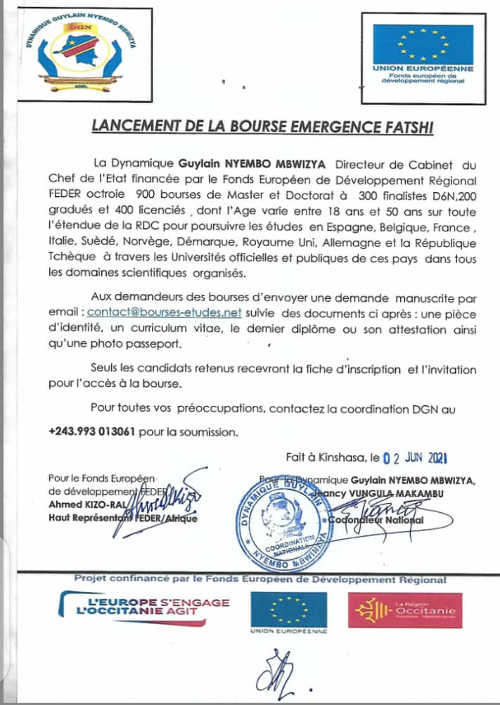 CBasambo's tweet photo. Nous aimerions avoir la précision si cette offre de la bourse est vraie ou c'est une anarque, car elle porte le nom du Directeur de Cabinet du président @fatshibéton https://t.co/hTTEsl3EEG