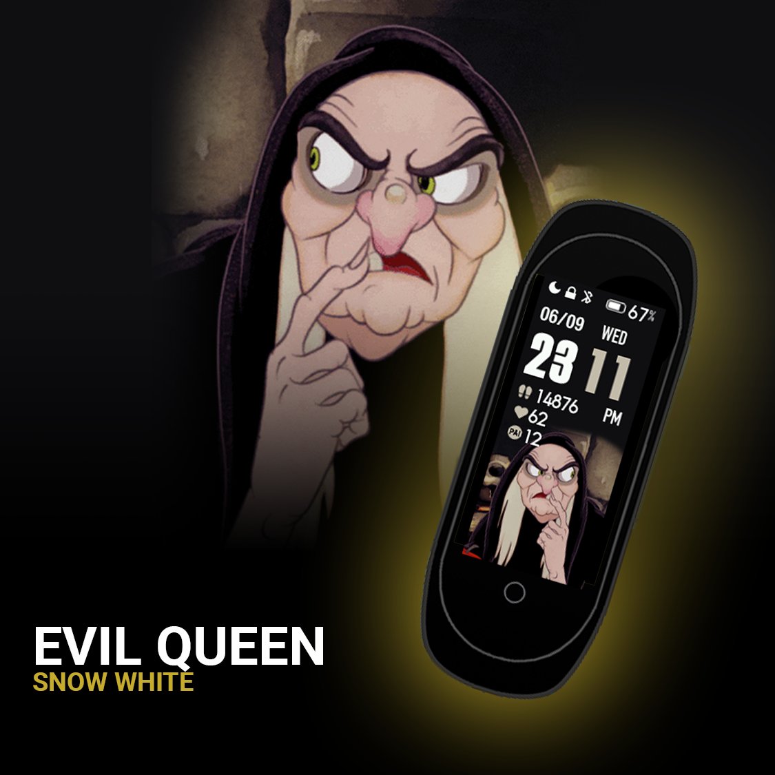 Miband5aFaces's tweet photo. New #watchface for #miband5 about #EvilQueen of #SnowWhite make sure you download it on our app https://t.co/p98tCQqcly https://t.co/D8ZBCdgFZZ