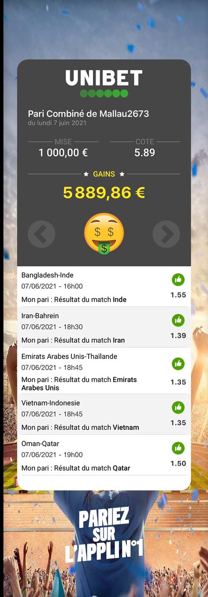 mallau2609's tweet photo. Encaisse encore 🤑🤑🤑🤑🤑 BIM BAM BOUM 💥 @UnibetFrance https://t.co/tsfbUS7RTp