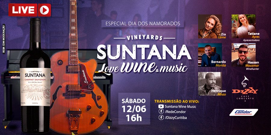 RedeCondor's tweet photo. Dia dos Namorados ainda mais romântico! No dia 12/06, às 16h, você curte muita música e também conhece mais sobre os vinhos Suntana na Live Love Wine &amp; Music. Assista no Facebook da #RedeCondor ou canal do Youtube Suntana Wine Music.🎵 https://t.co/RGsDMzWVyf