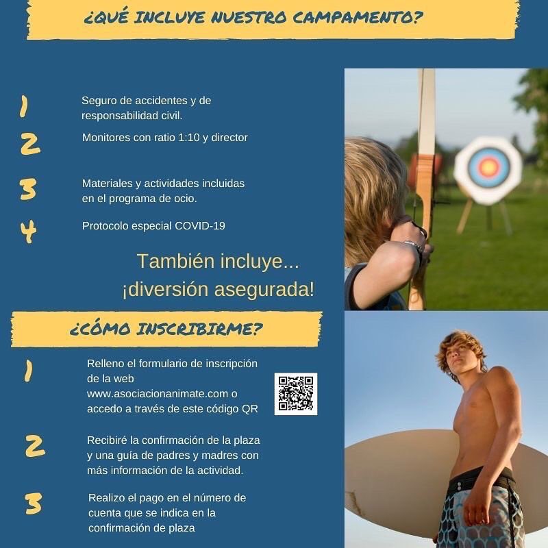 ajanimate's tweet photo. CAMPAMENTO DE PLAYA. Si tienes entre 10 y 16 años…¡No te quedes sin plan para este verano! Del 4 al 11 de julio…🏝☀️🌊 náutica + Terra Mítica + deportes de playa + animación + veladas y…¡mucho más! No te quedes sin tu plaza, ¡son limitadas! #animateasociacion #verano2021 https://t.co/d72oBAcV2K
