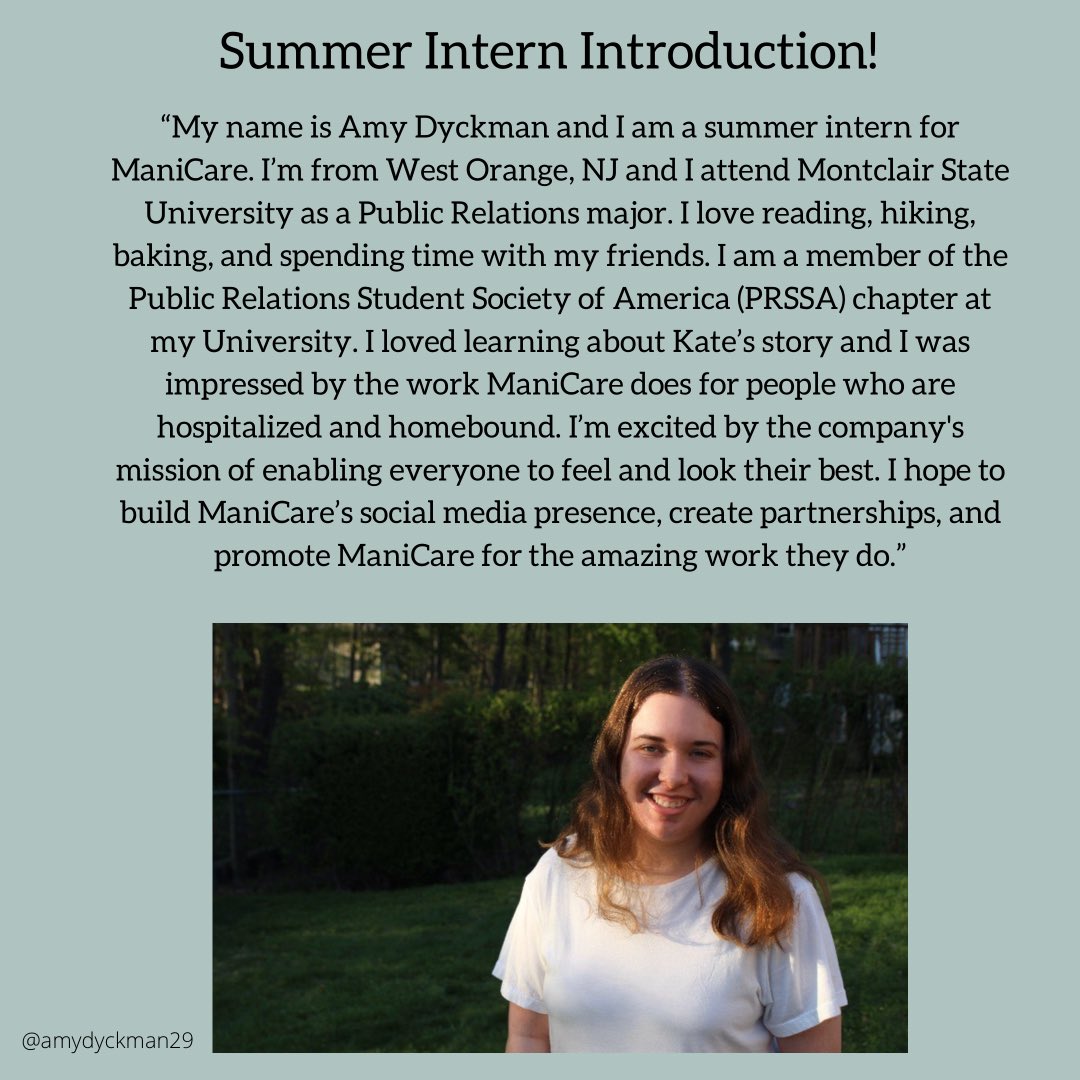 #summerinternspotlight we are so happy to add Amy to the ManiCare team as our newest summer intern. ❤️💅