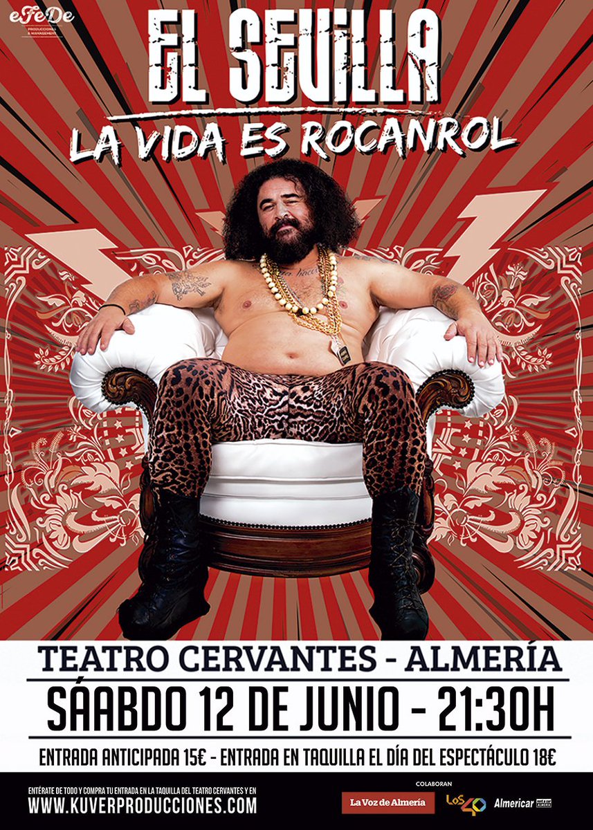 ¡ESTE SÁBADO! 💥 El cantante de los ‘¡Mojinos Escozíos’ ¡El Sevilla, viene al Teatro Cervantes a presentarnos su espectáculo ‘LA VIDA ES ROCANROL’! ¡Te morirás de la risa!

🗓 Sábado, 12 de junio de 2021
⌚️ 21:30h
📍 Teatro Cervantes de Almería
🎟 kuverproducciones.com