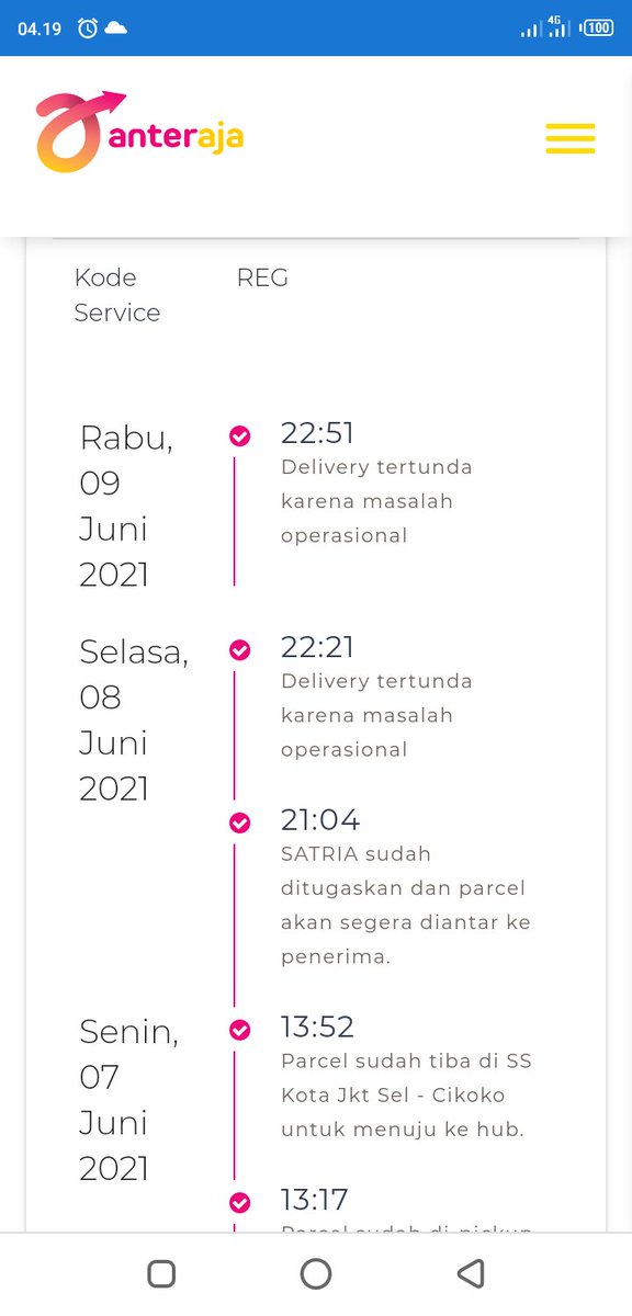 atadhebel's tweet photo. @anteraja_id kacau bgt sih ini namanya JKT to JKT 4 hari status Delivery tertunda operasional bikin kapok 😤 (10001422830055) https://t.co/LiIFgVpKCY