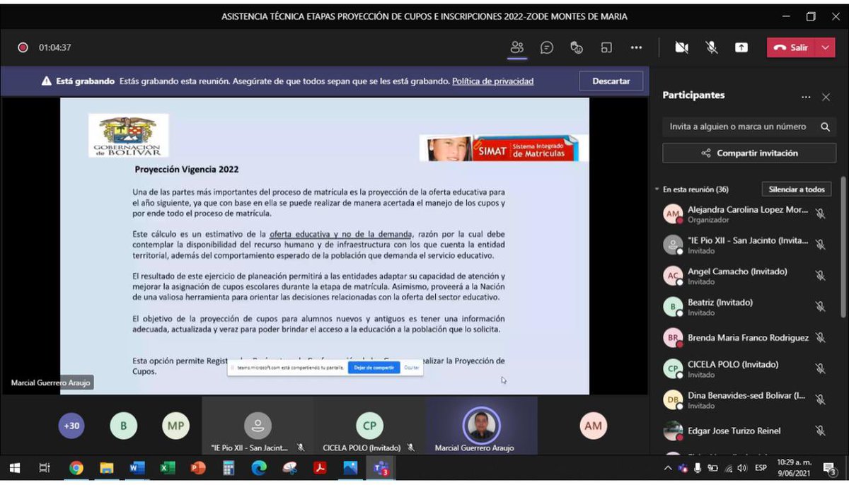 A través de nuestra Dirección de Cobertura fortalecemos las capacidades de nuestros rectores y operadores del Sistema de Matrículas, mediante de un ciclo de asistencias técnicas para una adecuada proyección de la oferta educativa e inscripciones de estudiantes nuevos 2021.