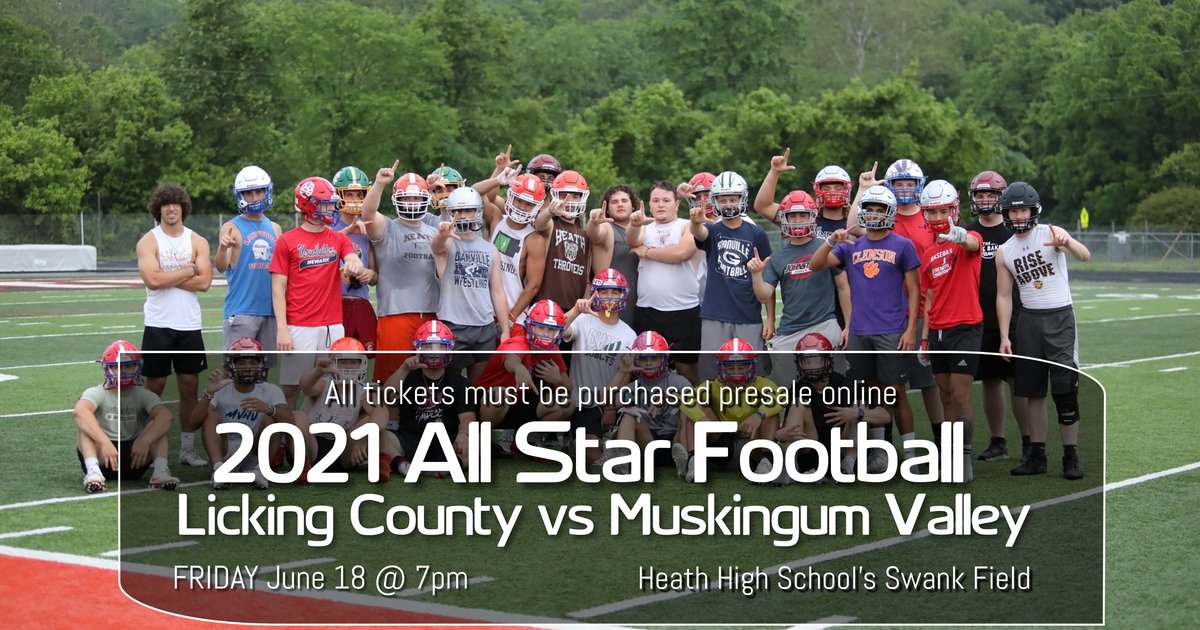 The 2021 Licking County vs. Muskingum Valley All Star Game will be held June 18 at Heath High School @ 7pm. All tickets “MUST” be purchased presale and online. There will be a $3 parking fee.
heath.k12.oh.us/ticketing.aspx…