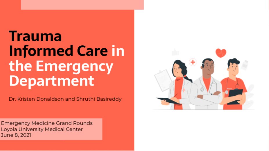 sbasireddy24's tweet photo. It was such a pleasure leading a workshop with @mdkris and sharing my passion for trauma-informed care with @LoyolaEM faculty and staff yesterday! Thank you to those who attended- I hope it was helpful and I am excited to continue engaging in similar discussions! https://t.co/CRBKEP9u8n