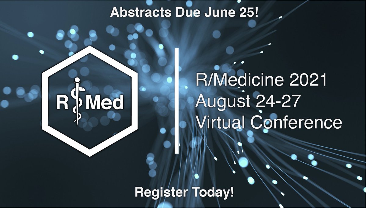 ✨Submit an Abstract for R/Medicine 2021!✨

We're interested in talks on clinical trials, analytic bias and ethics, new packages, data viz, reproducibility, data management, and applied uses of R in clinical practice. 

Submit today! → r-medicine.org #rstats #rmed2021