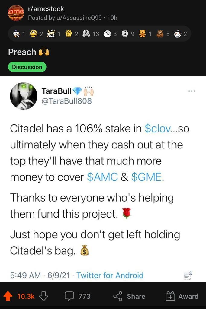 officalpostman's tweet photo. The 👑 #AMCQueens of @TwitterSpaces @TaraBull808 blowing up my @reddit feed! #AMC #Taraday #AMCSqueeze https://t.co/k9z5meKpOS